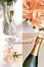 Glückwunschkarte »Champagner und Rosen«, 110x168 mm