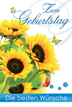 Geburtstagskarte »Sonnenblumen und Schmetterlinge« 115x170 mm