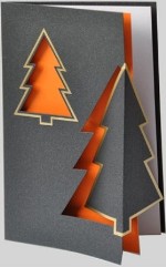 Spenden-Weihnachtskarte »dunkelgrau, Baum orange«, 115x170mm