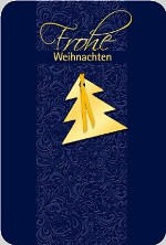 Weihnachtskarte »blau mit angehängtem Baum«, 115x170mm
