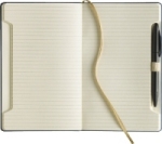Notizbuch Ivory, 90x140mm, Leseband, Elastikband, Utensilientasche, innnenliegende Kuli-Schlaufe