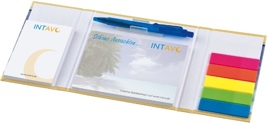 KombiSet Haftnotizen 50x72mm + 100x72mm + 5 Filmmarker in Bookcover, offen