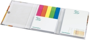 KombiSet in Bookcover, 2 Haftnotizbl&ouml;cke, 5 FilmMarker, Magnetverschluss, offen