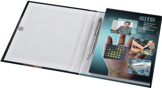 KombiSet Haftnotizen 50x72mm + 100x72mm + 5 Filmmarker in Bookcover, geschlossen