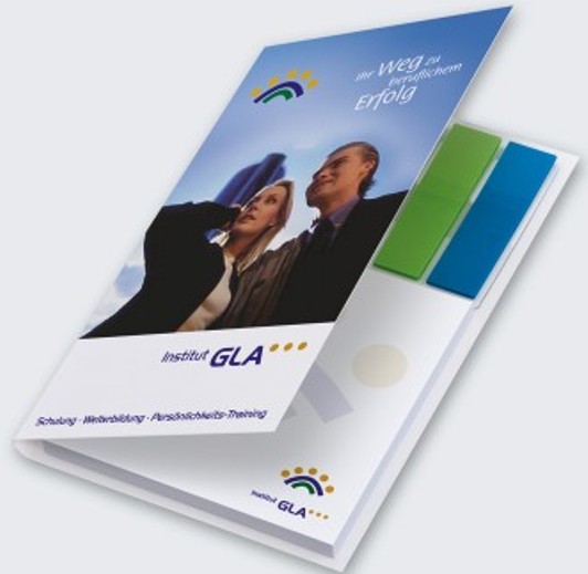 KombiSet mit Haftnotizblock + 5 transparenten FilmMarkern mit Farbfeld in Zick-Zack-Lage, geschlossen