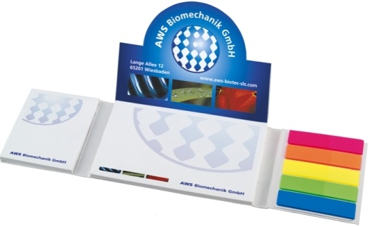 KombiSet Haftnotizen 50x72mm + 100x72mm + 5 Filmmarker in Bookcover, offen