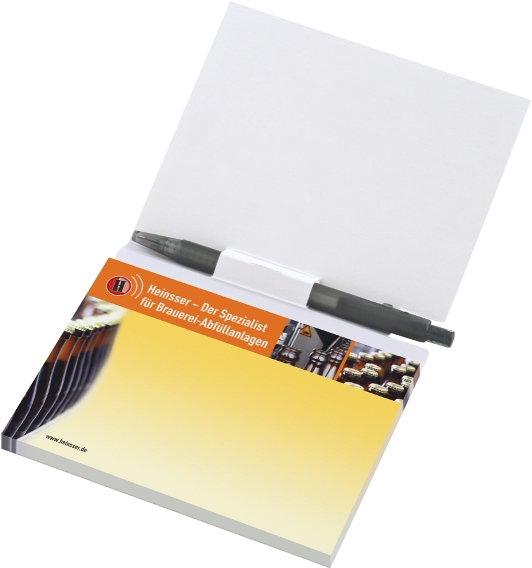 MiniOffice mit 1 Haftnotizblock und eiinem Bleistift in Karton-Umschlag, innen unbedruckt, offen