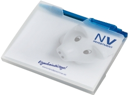 MiniOffice mit 1 Haftnotizblock und einem Kunststoff-Kugelschreiber in PP-Umschlag mit Klappe, unbedruckt, geschlossen