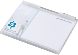 MiniOffice mit 1 Haftnotizblock und einem Metall-Kugelschreiber in PP-Umschlag mit Klappe, unbedruckt, geschlossen