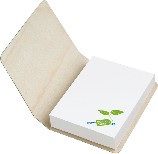 Haftnotizen in Ahornumschlag, offen