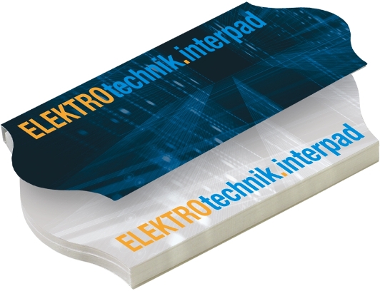 Haftnotizen in Kartonumschlag formgestanzt