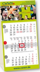 Tischaufstellkalender, 3 Monate, 4sprachig, Karton, 187x97mm