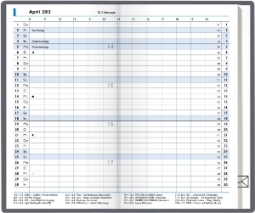 Taschenkalender in Falttechnik, 95x160 mm, deutsch, 2 Seiten/Monat