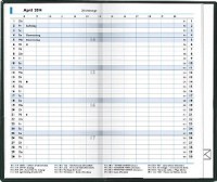 Taschenkalender in Falttechnik, 95x160 mm, deutsch, 2 Seiten/Monat, 17-teilig