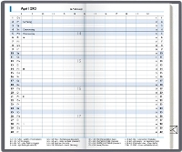 Taschenkalender in Falttechnik, 95x160 mm, deutsch, 2 Seiten/Monat