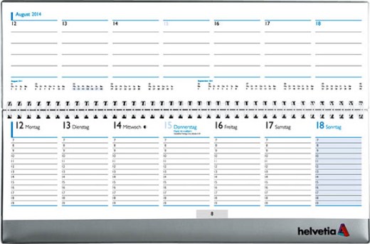 Tischquerkalender deutsch, grau/blau, 298x105 mm