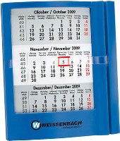 Tischaufstellkalender, 3 Monate, 4sprachig, Kunststoffgehäuse, 203x102 mm