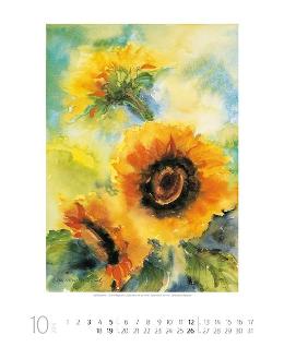 Wandkalender »Blumenaquarelle«, 460x550 mm, Oktober