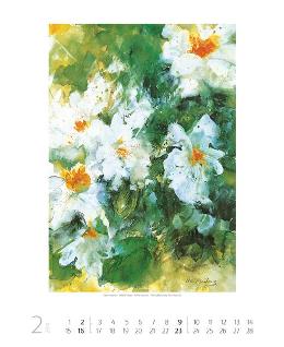 Wandkalender »Blumenaquarelle«, 460x550 mm, Februar