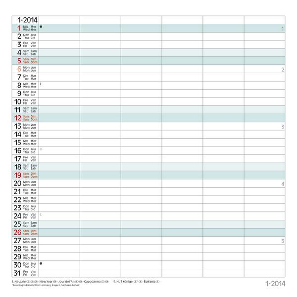 Buchkalender »Schutzengel«, 300x300 mm, Januar Kalenderseite