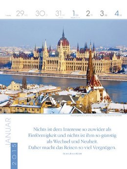 Literatur-Wochen-Kalender »Reiselust«, 240x320 mm, 1.Januarwoche