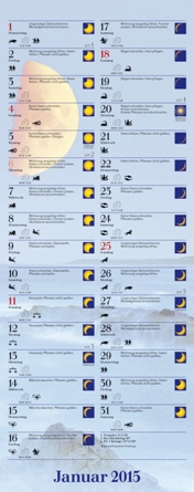 Streifenkalender »Mit dem Mond im Rhythmus«, 190x480 mm, Januar