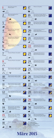 Streifenkalender »Mit dem Mond im Rhythmus«, 190x480 mm, März