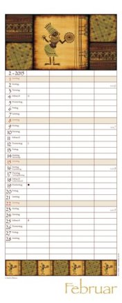 Familienplaner »AfricanArt«, 190x470 mm, Februar