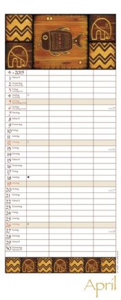 Familienplaner »AfricanArt«, 190x470 mm, April