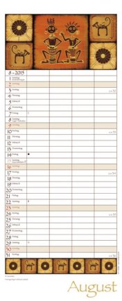 Familienplaner »AfricanArt«, 190x470 mm, August