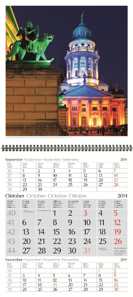 Dreimonats-Bildkalender »Deutschland«, 300x740 mm, Oktober