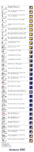 Streifenkalender »Mit dem Mond im Rhythmus«, 110x480 mm, Januar