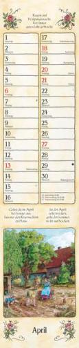 Streifenkalender »Bauernkalender«, 110x480 mm, April