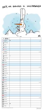 Streifenkalender &raquo;Nic &ndash; Timer f&uuml;r Zwei&laquo;, 190x480 mm, Januar