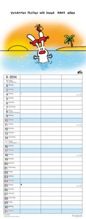 Streifenkalender &raquo;Nic &ndash; Timer f&uuml;r Zwei&laquo;, 190x480 mm, August