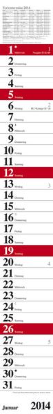 Streifenkalender &raquo;Praktika rot&laquo;, 114x890 mm, Januar