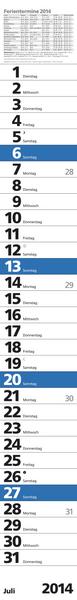 Streifenkalender &raquo;Praktika blau&laquo;, 114x890 mm, Juli