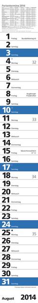 Streifenkalender &raquo;Praktika blau&laquo;, 114x890 mm, August