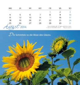 Tischaufstellkalender »Genieße jeden Augenblick«, 160x170 mm, August