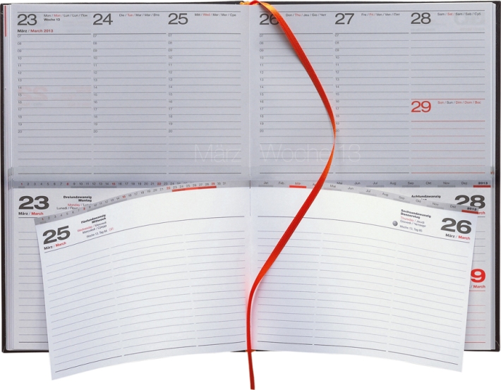 Wochen-Tagesbuchkalender »OpenDesign«, 6sprachig, grau/orange, 165x235 mm