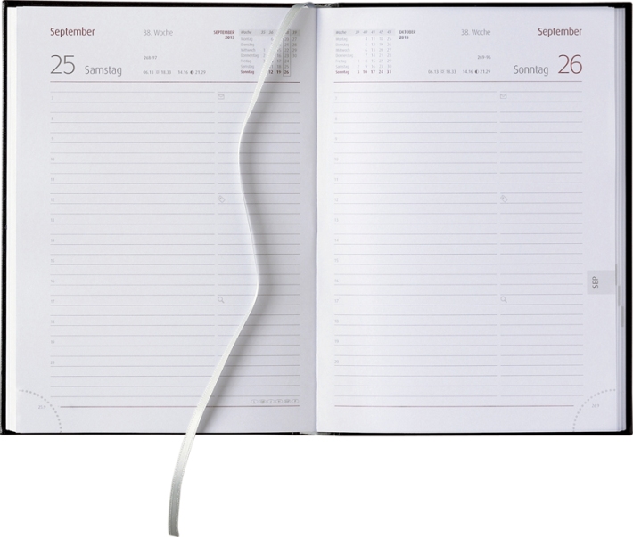 Tagesbuchkalender »Classic-863«, deutsch, grau/bordeau, 145x205 mm