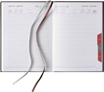 Tages-Buchkalender »Classic-864«, 8sprachig, 2farbig grau/burgund, Registerstanzung, 2 Lesezeichenbänder