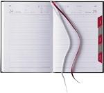 Tages-Buchkalender »Classic-865«, 1sprachig deutsch, 2farbig grau/burgund, Registerstanzung, 2 Lesezeichenbänder
