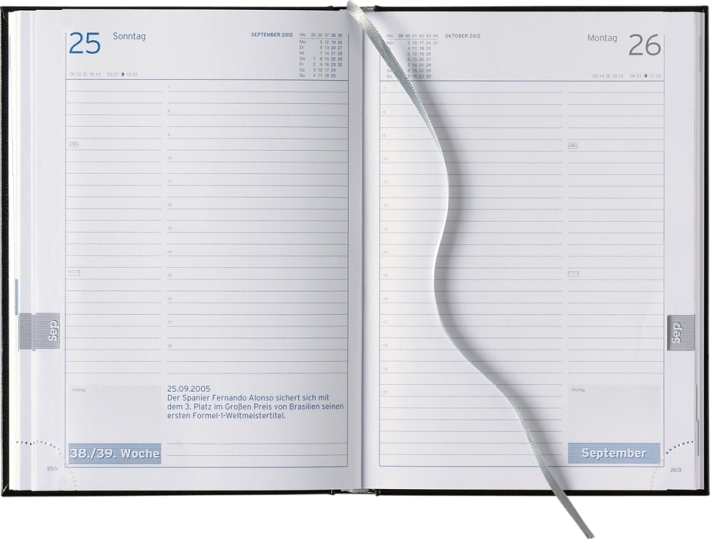 Tagesbuchkalender »Club-896«, deutsch, grau/blau, 145x205 mm