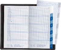 Taschenkalender, deutsch, 87x153 mm, 1 Monat auf 2 Seiten, Registgerstanzung
