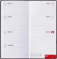 Taschenkalender 80x170 mm, 1 Woche auf 2 Seiten