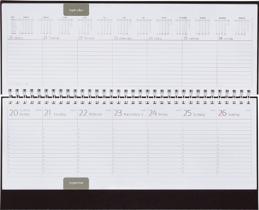 Tisch-Querkalender, deutsch, grau/burgund, 298x105 mm