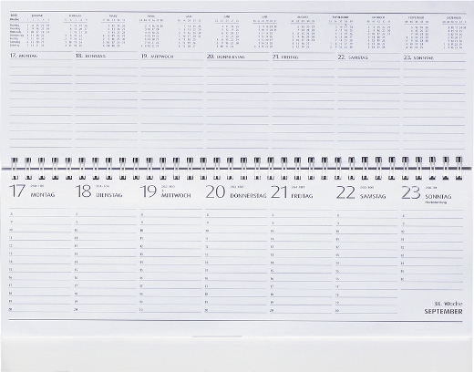 Tisch-Querkalender, deutsch, grau, 298x105 mm