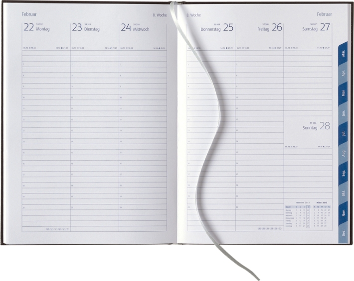 Wochenbuchkalender »Synergie-740«, deutsch, blau/blau, 172x240 mm, Registerstanzung