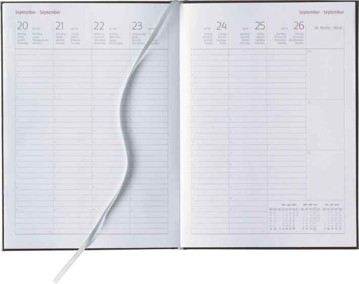 Wochenbuchkalender »Classic-870«, 8sprachig, grau/burgund, 172x240 mm